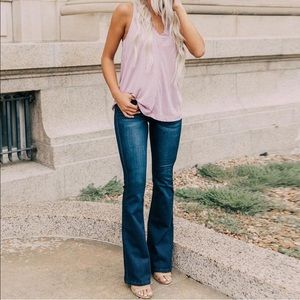 Buckle high waisted flare jeans